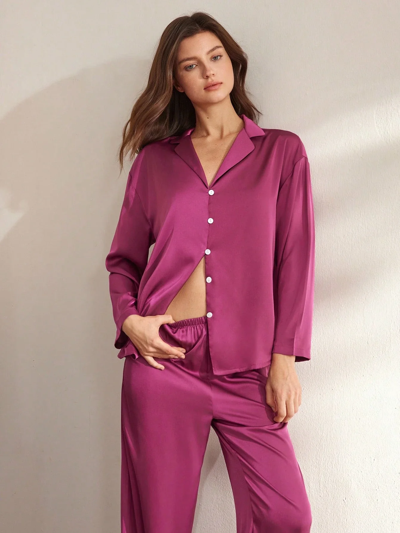 Ensemble Pyjama Manches Longues 100% Soie de Mûrier | La Parisienne - Image 6