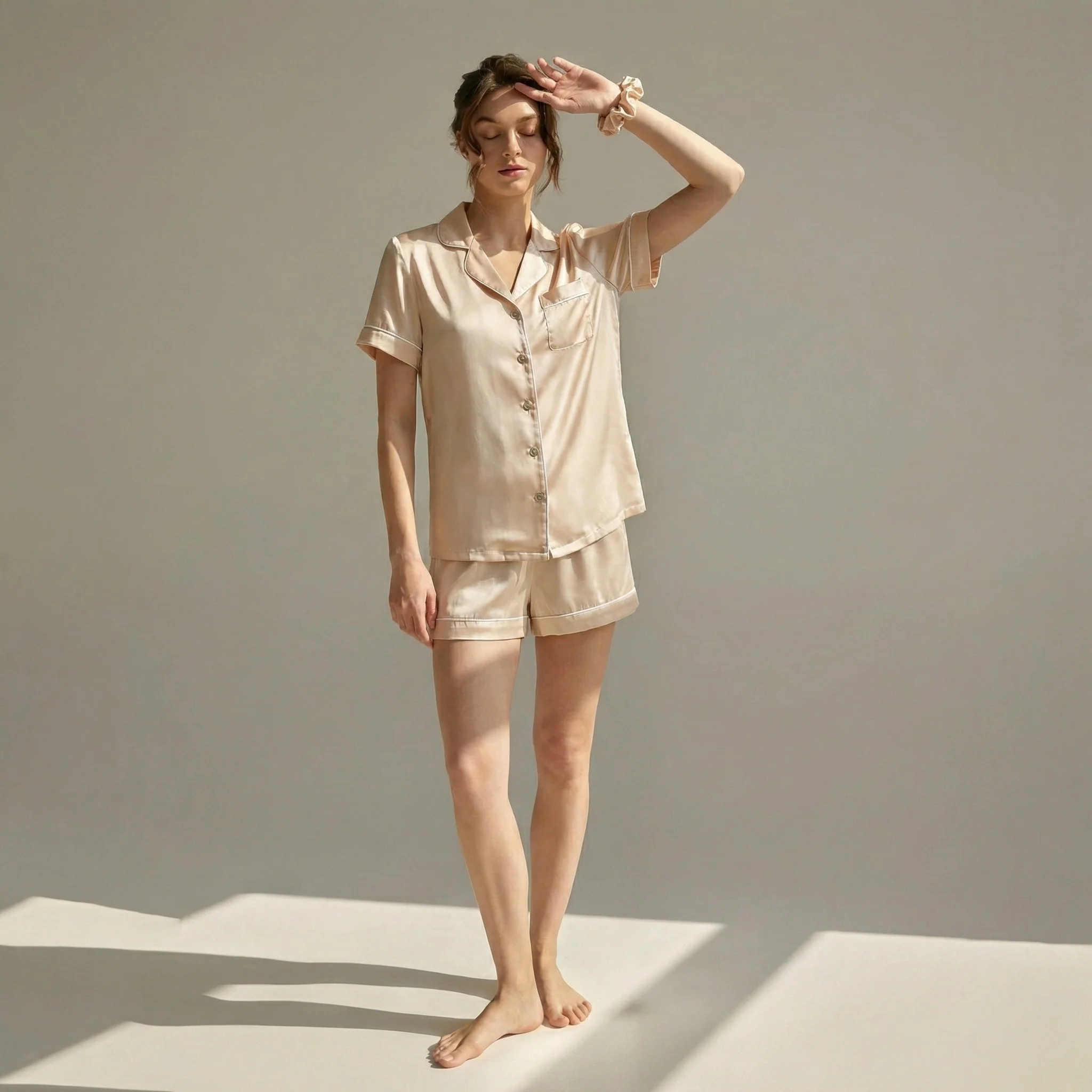 Pyjama Court Femme 100% Soie de Mûrier | La Parisienne - Image 3